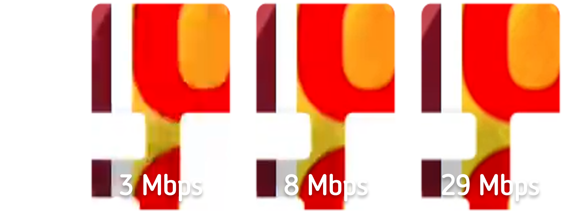 Graphic elements that are curved can lose their shape at low bitrates