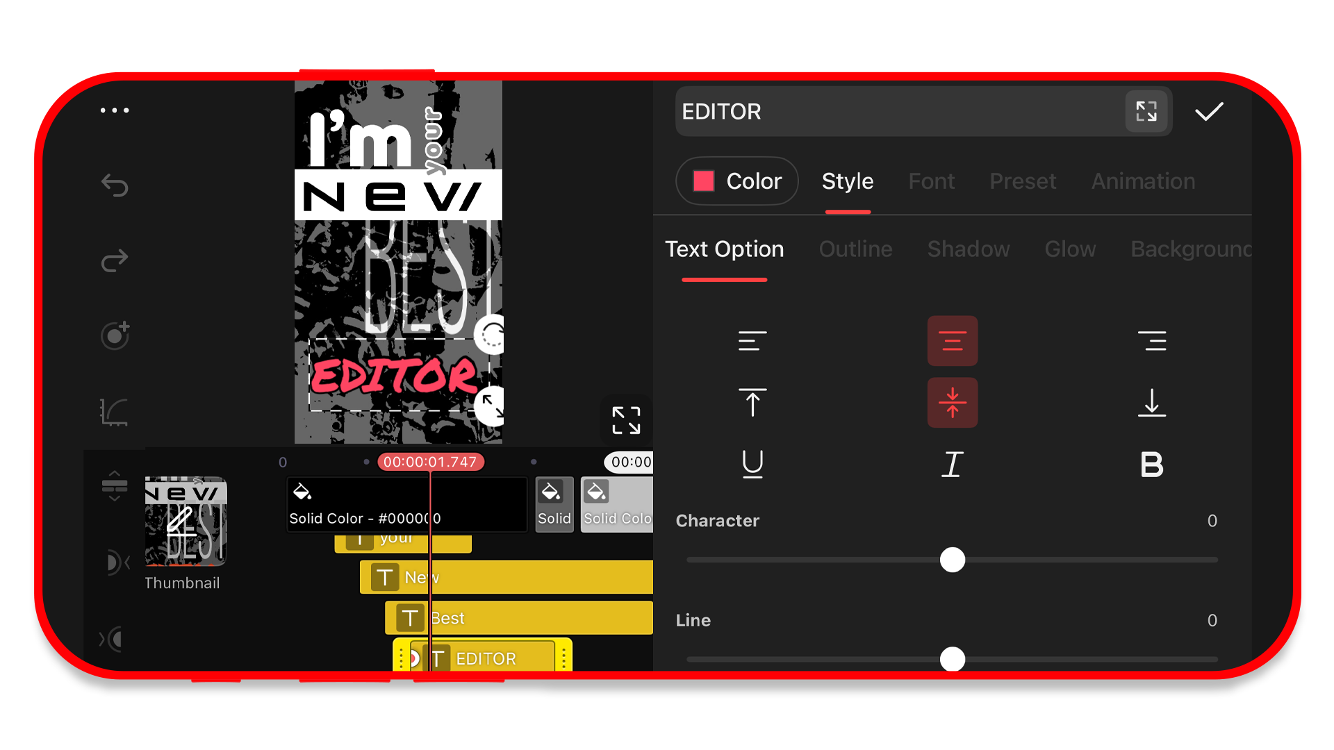 KineMaster’s all new text interface
